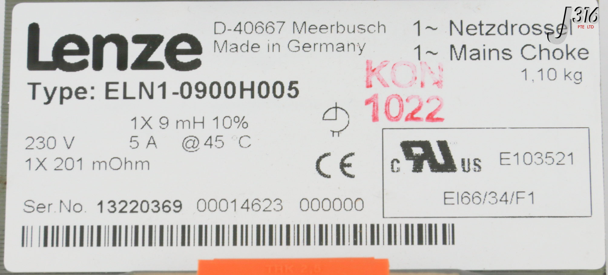 30950 LENZE MAIN CHOKE, 230V 5A (NEW) ELN1-0900H005 | eBay